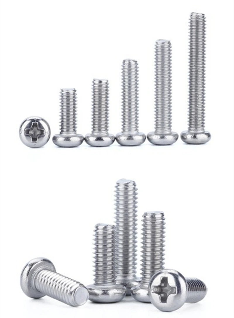 20-90pcs M1 M1.2 M1.4 M1.6 M2 M2.5 M3 M4 DIN7985 GB818 304 Stainless Steel Cross Recessed Pan Head Screws Phillips Screws