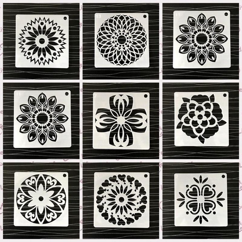 48pcs/set Mandala Stencils DIY Painting Scrapbook Coloring Embossing Album Decor