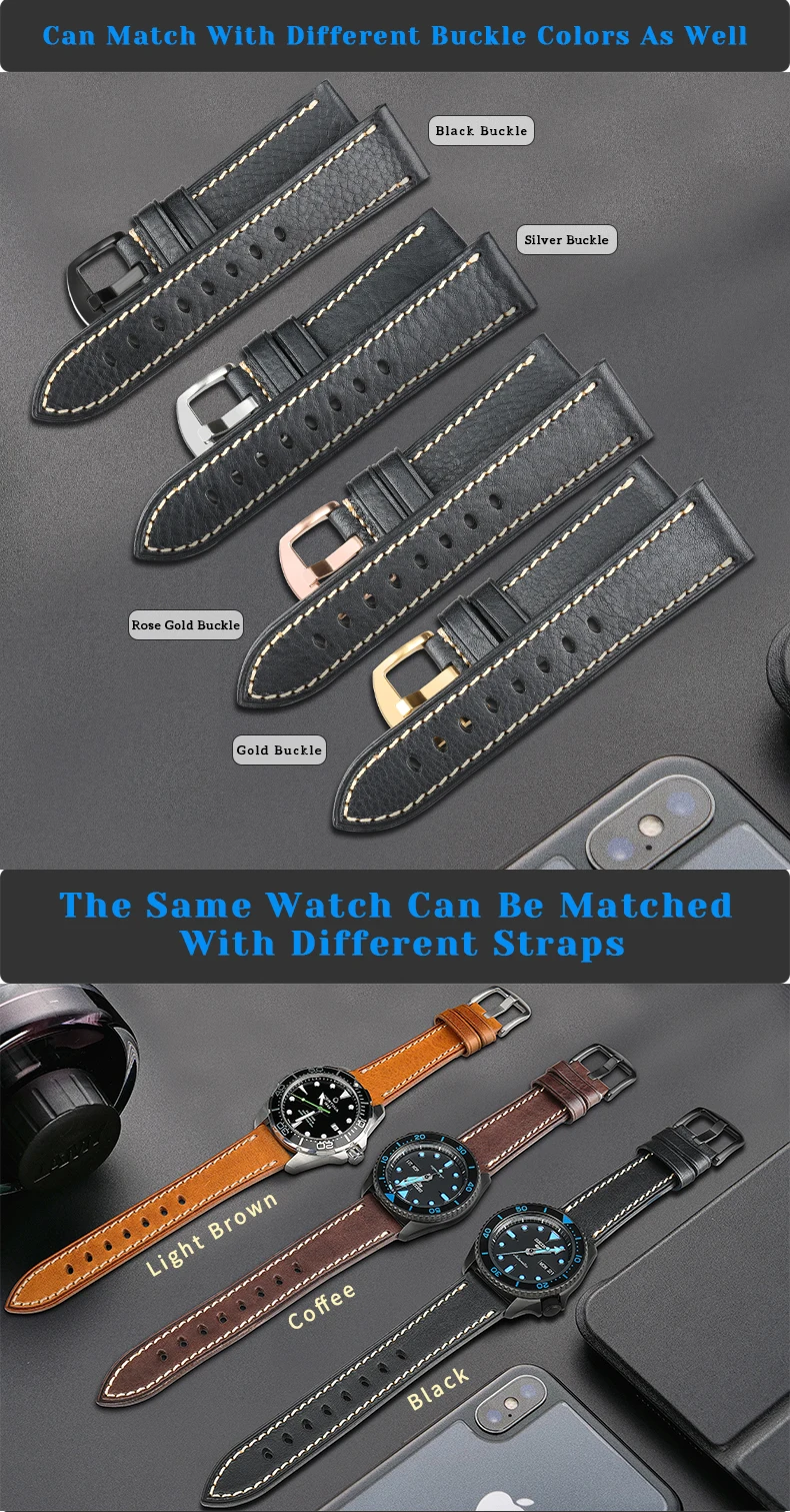 MAIKES Watch Strap 2020 High Quality Handmade Genuine Leather Watchbands For Samsung Galaxy Watch 46mm Gear S3 Huawei GT2