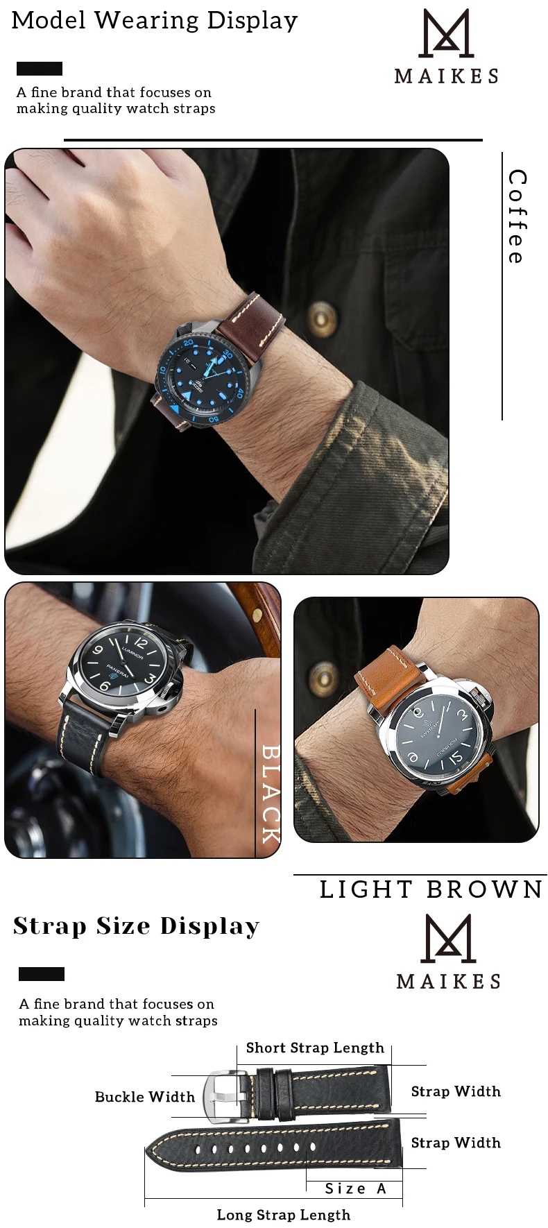 MAIKES Watch Strap 2020 High Quality Handmade Genuine Leather Watchbands For Samsung Galaxy Watch 46mm Gear S3 Huawei GT2