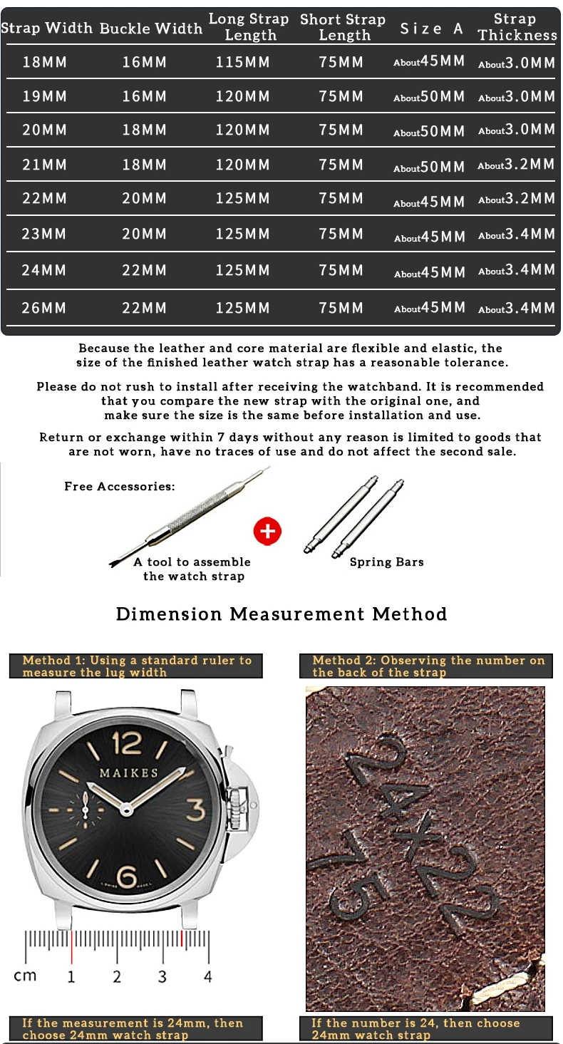 MAIKES Watch Strap 2020 High Quality Handmade Genuine Leather Watchbands For Samsung Galaxy Watch 46mm Gear S3 Huawei GT2