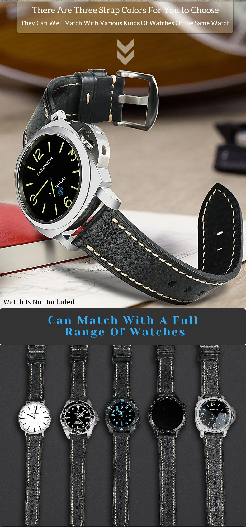 MAIKES Watch Strap 2020 High Quality Handmade Genuine Leather Watchbands For Samsung Galaxy Watch 46mm Gear S3 Huawei GT2