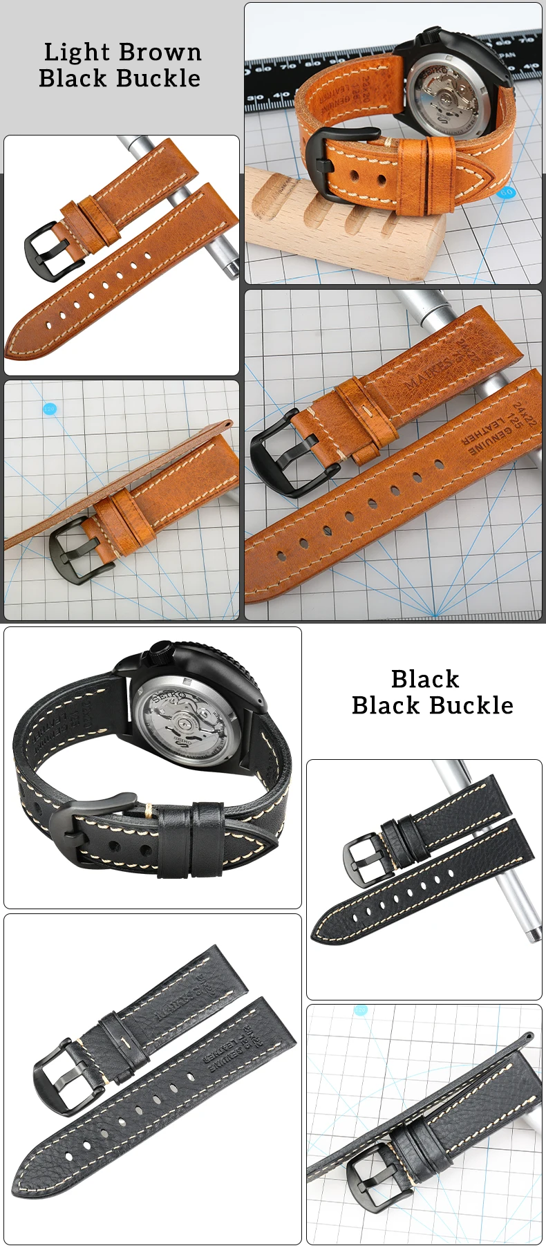 MAIKES Watch Strap 2020 High Quality Handmade Genuine Leather Watchbands For Samsung Galaxy Watch 46mm Gear S3 Huawei GT2