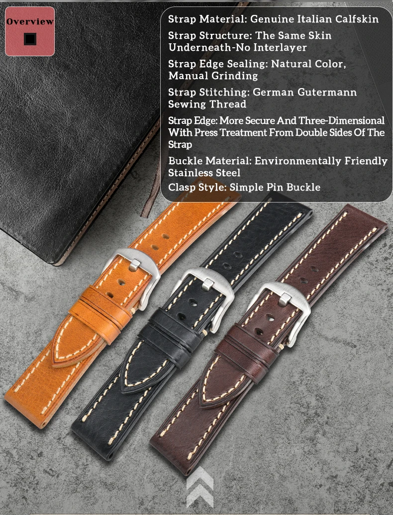 MAIKES Watch Strap 2020 High Quality Handmade Genuine Leather Watchbands For Samsung Galaxy Watch 46mm Gear S3 Huawei GT2