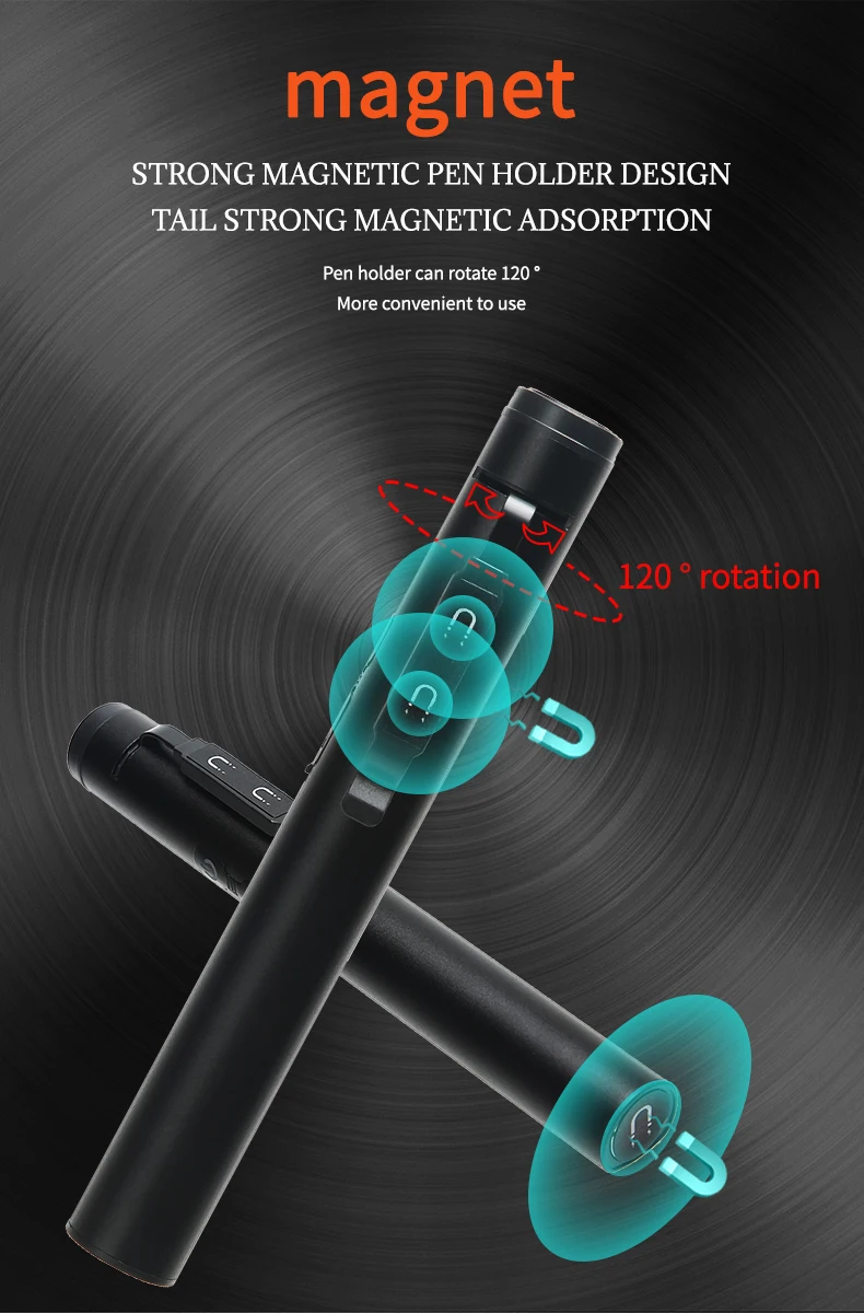 Portable LED Flashlight COB Floodlight and XPE High Beam Aluminum Alloy Pen Clip Work Light Built In Battery with Tail Magnet