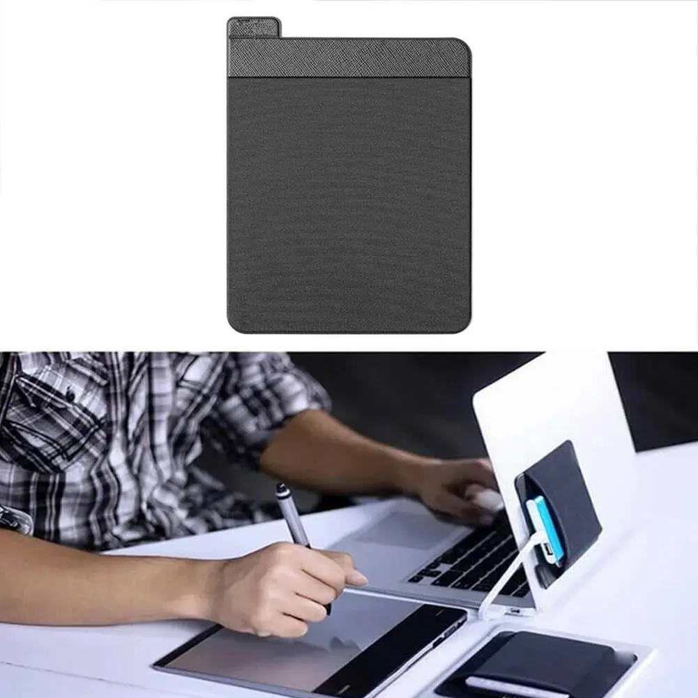 Adhesive Laptop Back Storage Bag Mouse Bag Large Stretch Fabric Tablet Black Storage Mouse Bag Digital Hard Drive Pen Organizer