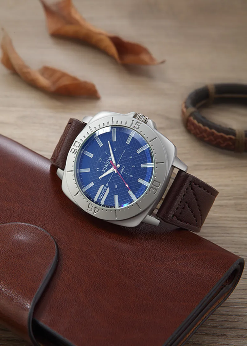 XINEW Brand Watches For Men Cheap Fashion Leather Band Simple Sports Gifts Quartz Watch Erkek Barato Saat Relogio Masculino 2024