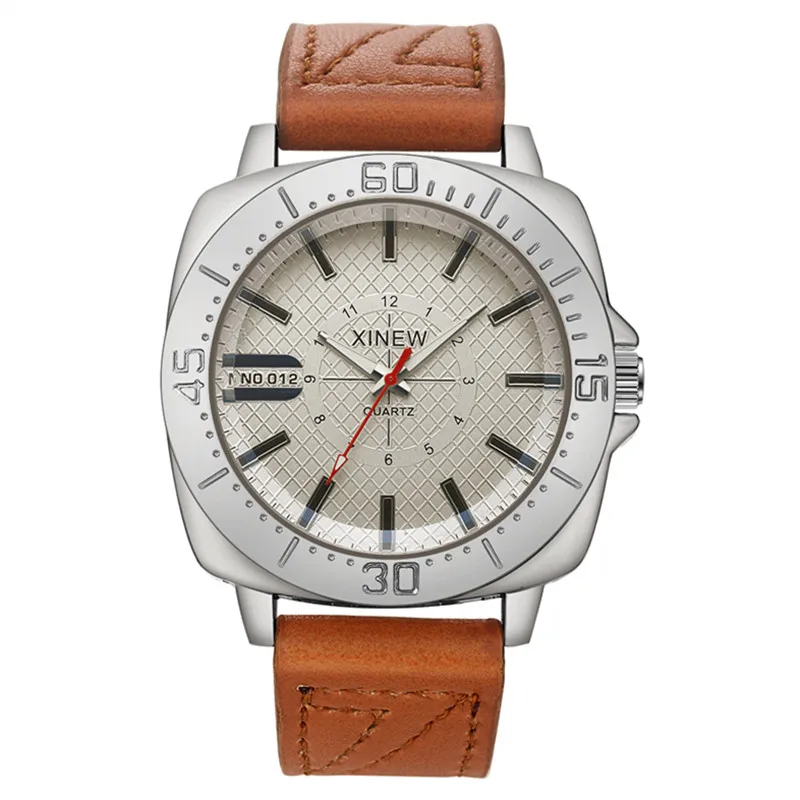 XINEW Brand Watches For Men Cheap Fashion Leather Band Simple Sports Gifts Quartz Watch Erkek Barato Saat Relogio Masculino 2024
