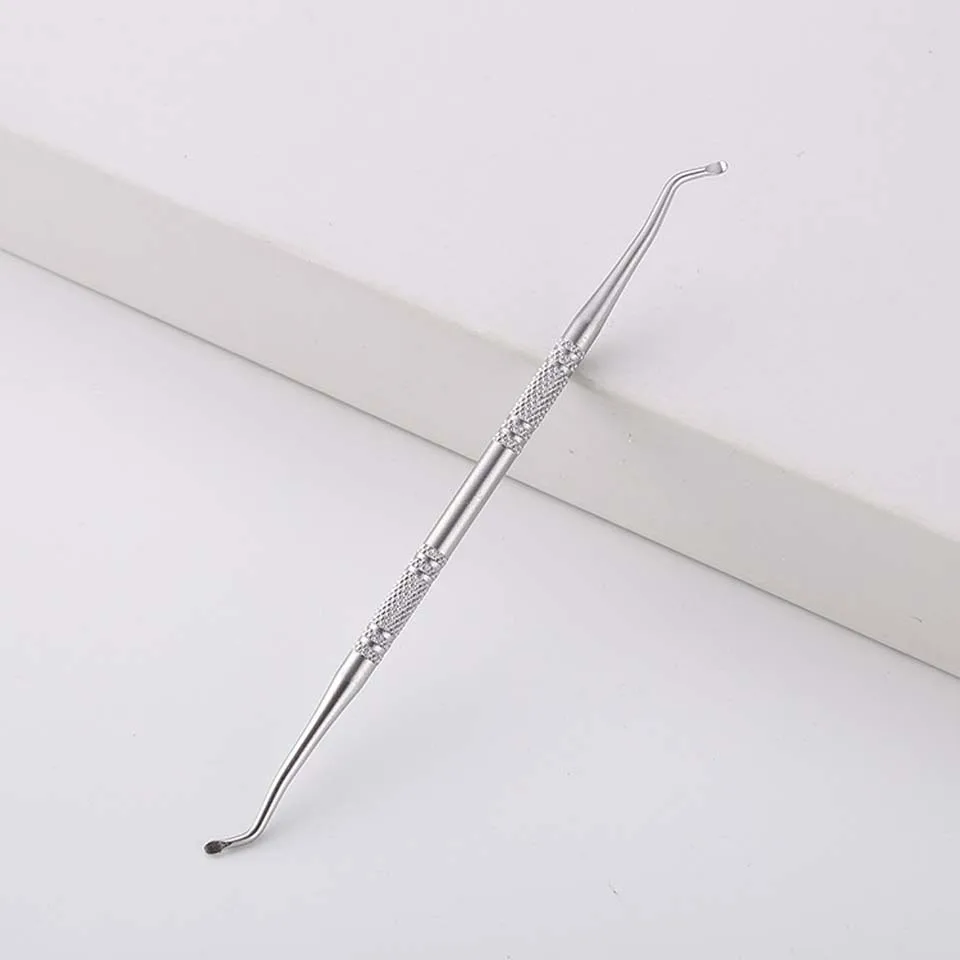 1pc Stainless Steel 2 Way Multifunction Nail Art Spoon Cuticle Dead Skin Pusher Groove Pick DIY Manicure Pedicure Tools