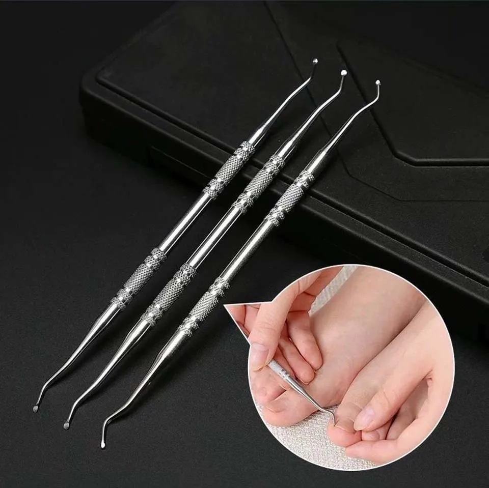 1pc Stainless Steel 2 Way Multifunction Nail Art Spoon Cuticle Dead Skin Pusher Groove Pick DIY Manicure Pedicure Tools