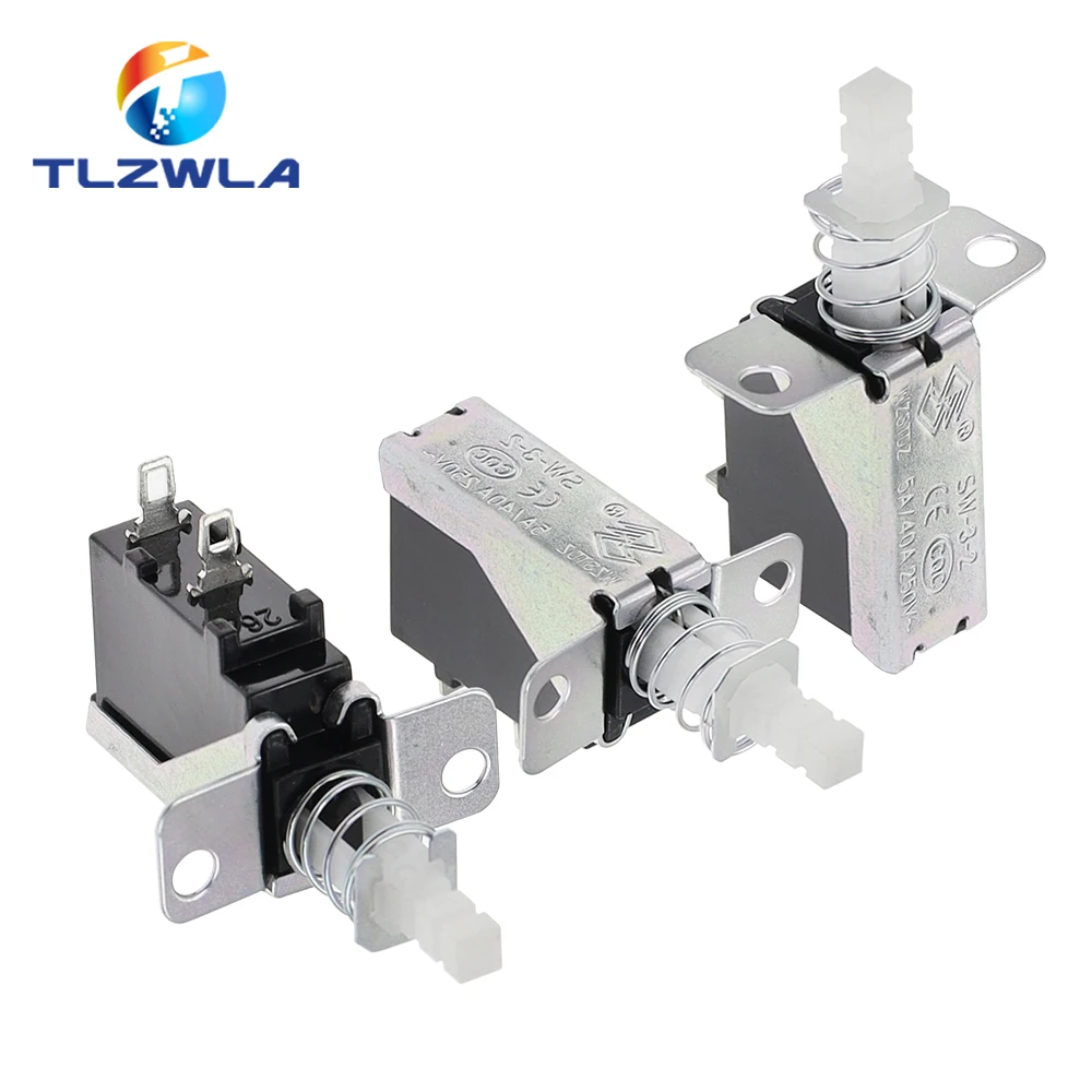 5PCS Straight Key Self-Locking switch KCD-A10 SW-3 A04 Power Switch 2Pin Outer Spring 5A For Range Hood