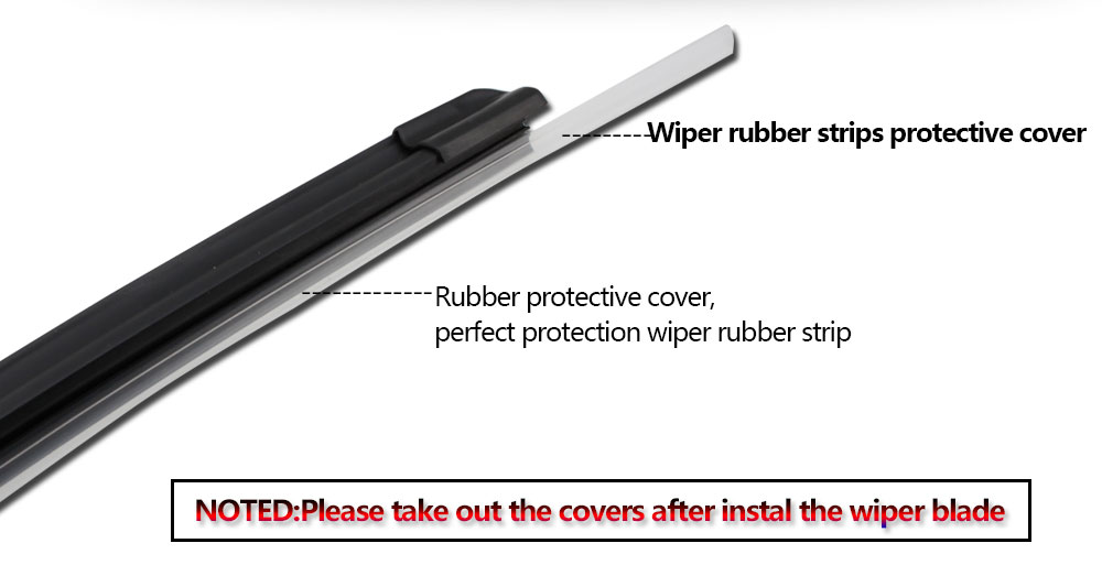 KAWOO Car Wiper Blade U Hook Universal Frameless Bracketless Rubber Car Windshield Wipe Blades 14"16"17"18"19"20"21"22"24"26"28"