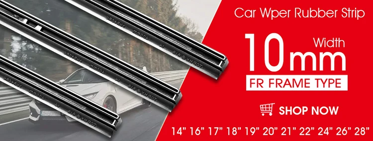 KAWOO Car Wiper Blade U Hook Universal Frameless Bracketless Rubber Car Windshield Wipe Blades 14"16"17"18"19"20"21"22"24"26"28"