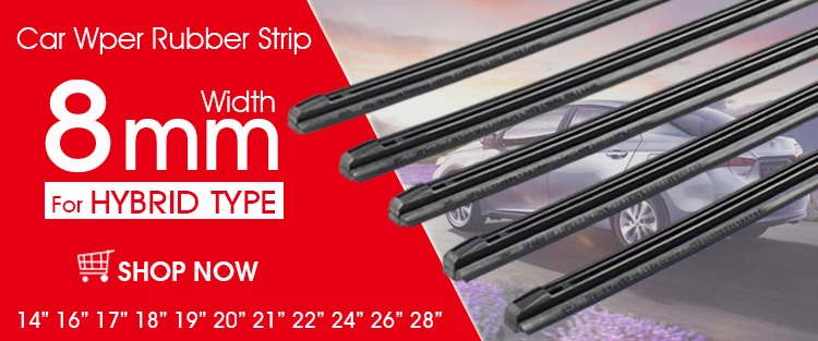 KAWOO Car Wiper Blade U Hook Universal Frameless Bracketless Rubber Car Windshield Wipe Blades 14"16"17"18"19"20"21"22"24"26"28"