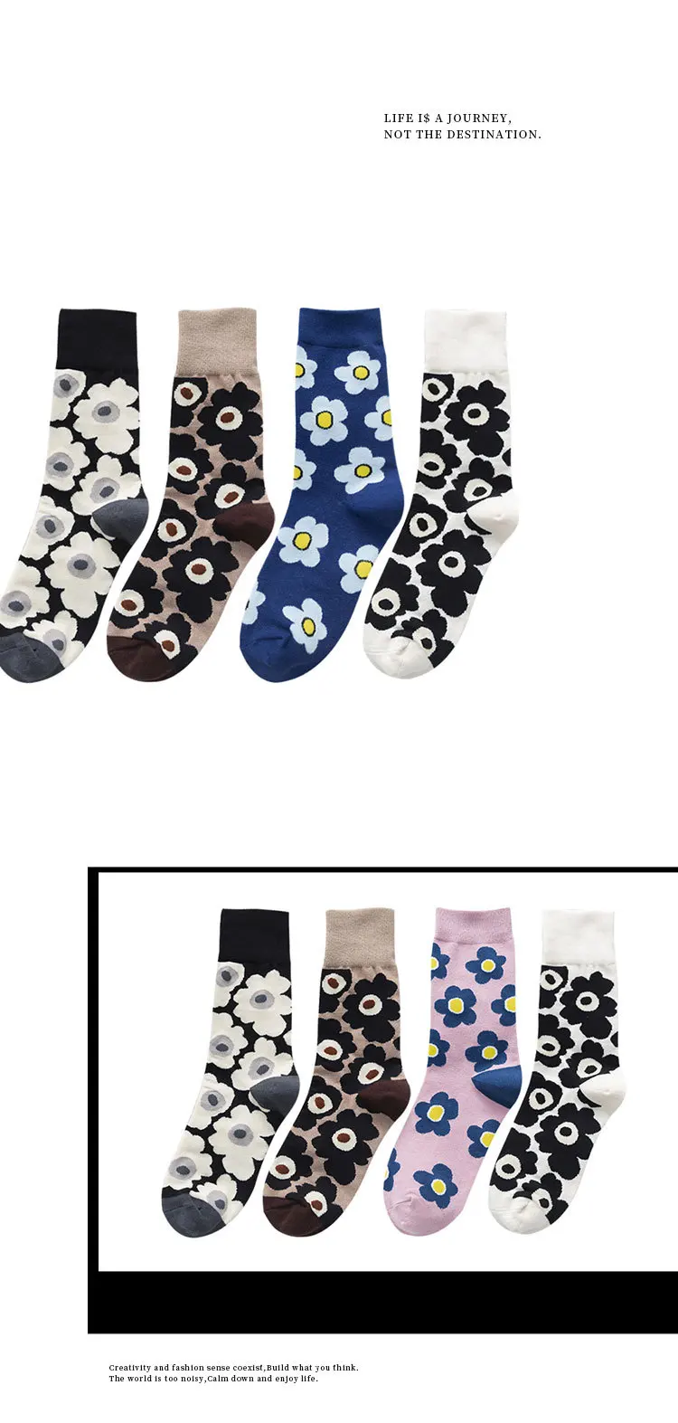Fashion Women'S Socks Korea Style Flower Pattern Print Socks Ins Style Short Sock Women Autumn Winter Cute Streetwear Sox Girls
