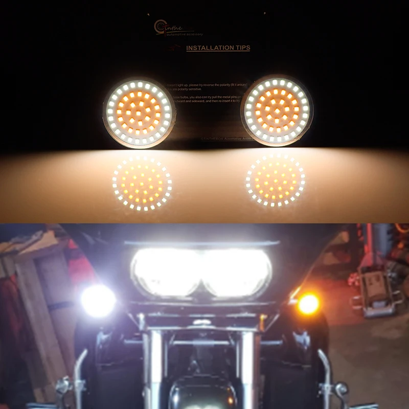 iJDM White/Amber 1157 Full LED Turn Signal Light Bulbs For Davidson Touring Electra Glide Road King Sportster Motorcycles