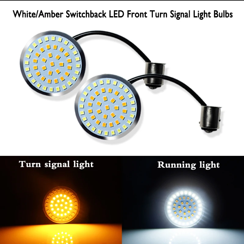 iJDM White/Amber 1157 Full LED Turn Signal Light Bulbs For Davidson Touring Electra Glide Road King Sportster Motorcycles