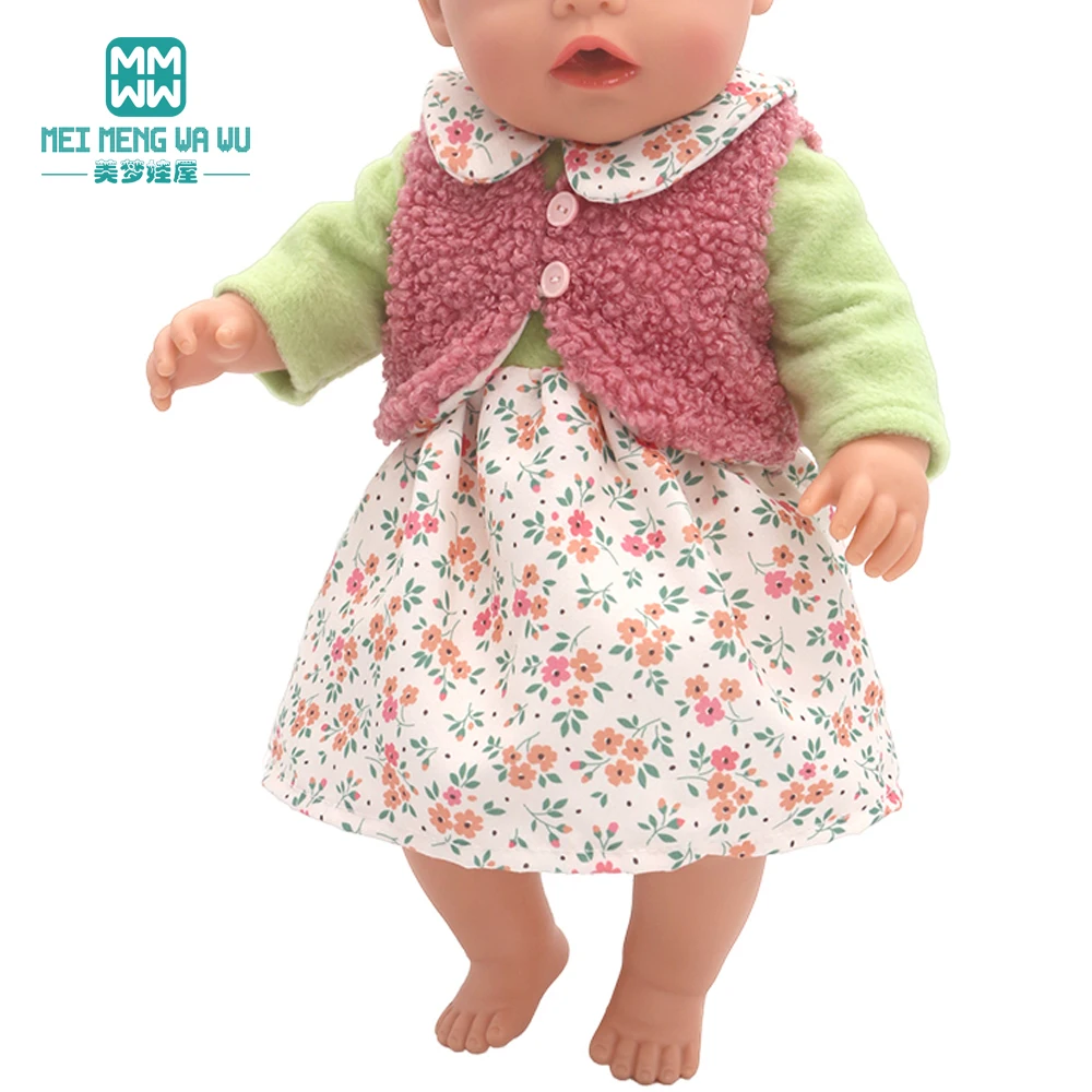Clothes for Doll Fit 43-45cm Toy New Born Doll Accessories Fashion Knitted Suit, Cartoon Suit