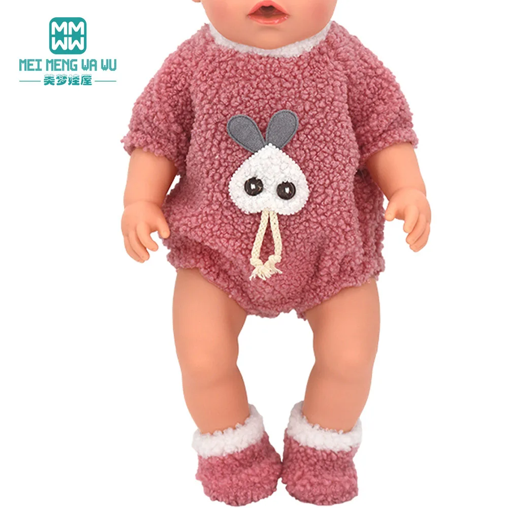 Clothes for Doll Fit 43-45cm Toy New Born Doll Accessories Fashion Knitted Suit, Cartoon Suit