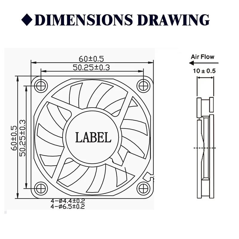 2 Pieces YOUNUON DC 5V/12V/24V Sleeve&Dual Ball Bearing 60mm 6cm 60x60x10mm Cooling Fan 6010 Brushless Cooling Cooler Fan