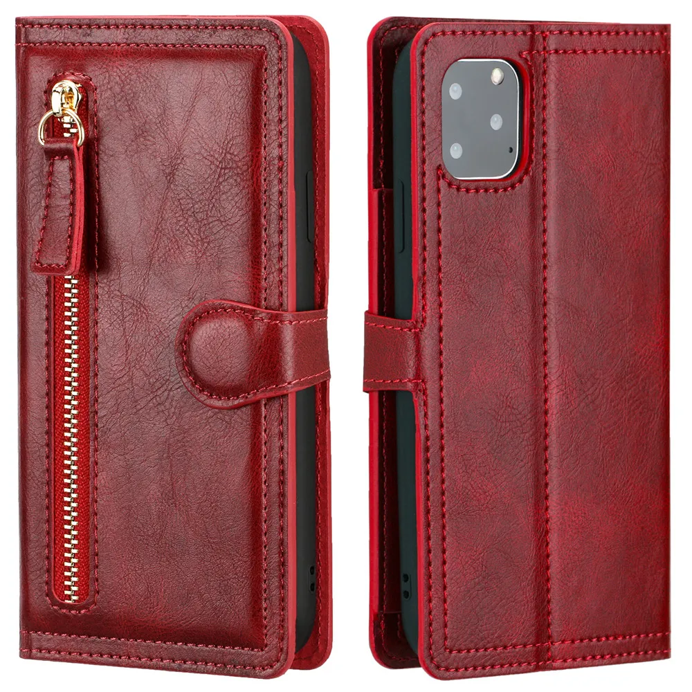 Luxury Leather Zipper Flip Wallet Case For iPhone 16 Pro Max 15 14 13 12 11 SE 2020 2022 Card Holder Stand Cover