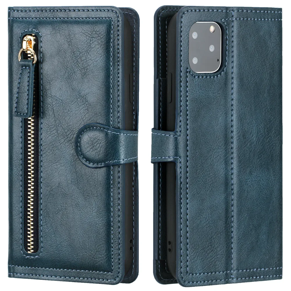 Luxury Leather Zipper Flip Wallet Case For iPhone 16 Pro Max 15 14 13 12 11 SE 2020 2022 Card Holder Stand Cover