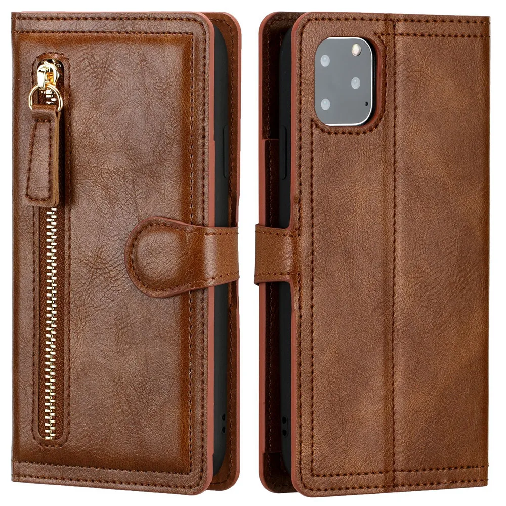 Luxury Leather Zipper Flip Wallet Case For iPhone 16 Pro Max 15 14 13 12 11 SE 2020 2022 Card Holder Stand Cover