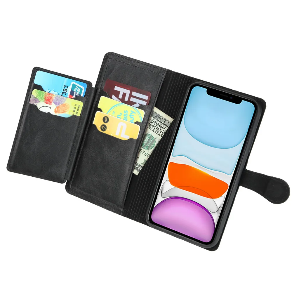 Luxury Leather Zipper Flip Wallet Case For iPhone 16 Pro Max 15 14 13 12 11 SE 2020 2022 Card Holder Stand Cover