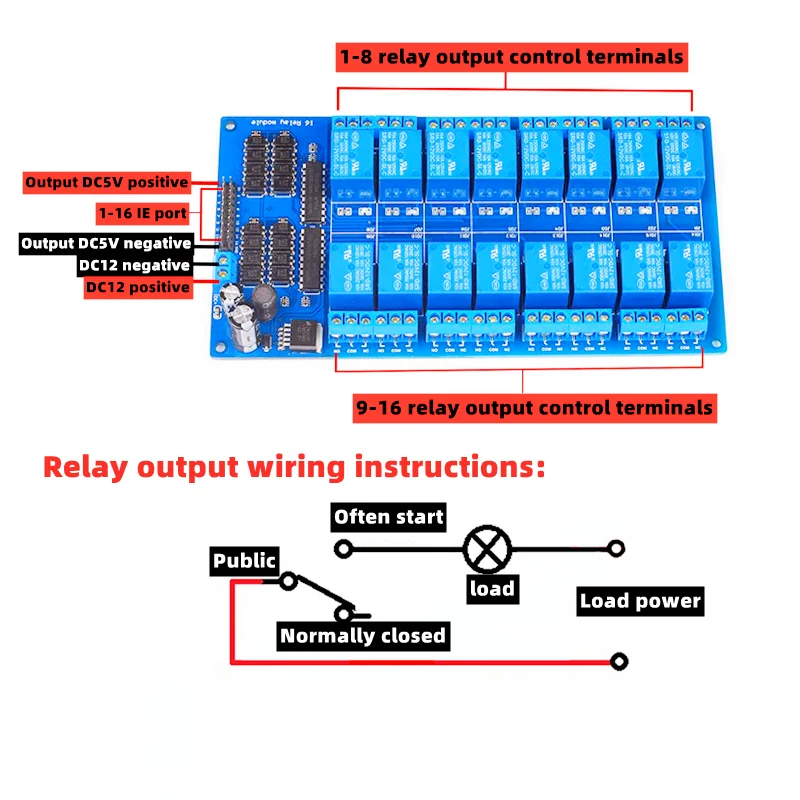 Low Level Trigger Relay Module,5/12/24V,1/2/4/6/8/16 Channels,With Optocoupler Relay Output,Home Intelligent Control Module