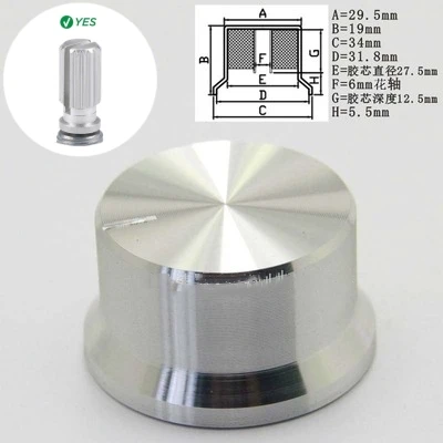 6mm Shaft Hole Aluminum Alloy Potentiometer Knob White