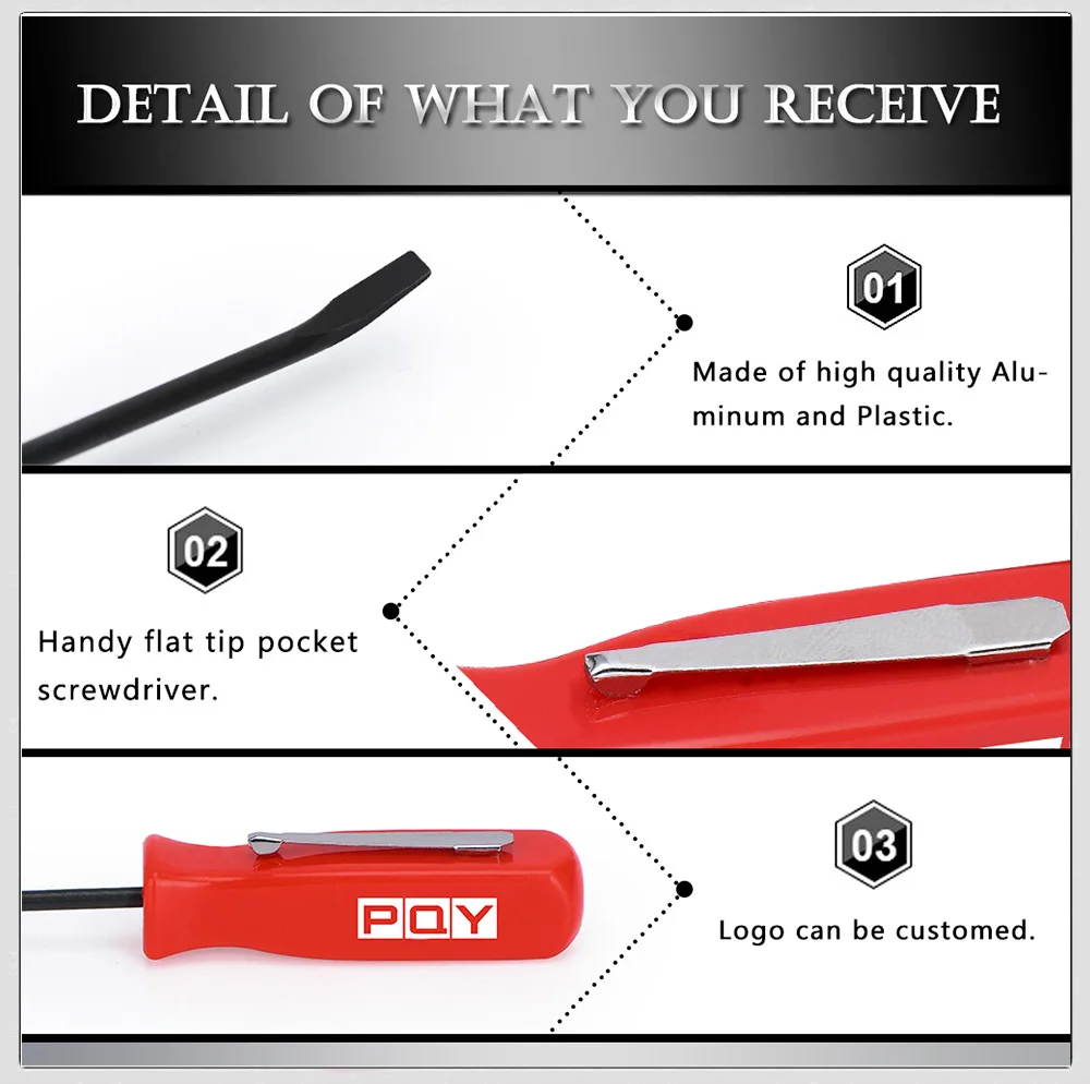 Mini Pocket Clips Screwdriver Strong Magnetic Slotted + Pocket Pry Bar Short Angled Operating Handy Tool 4-Sided Grip