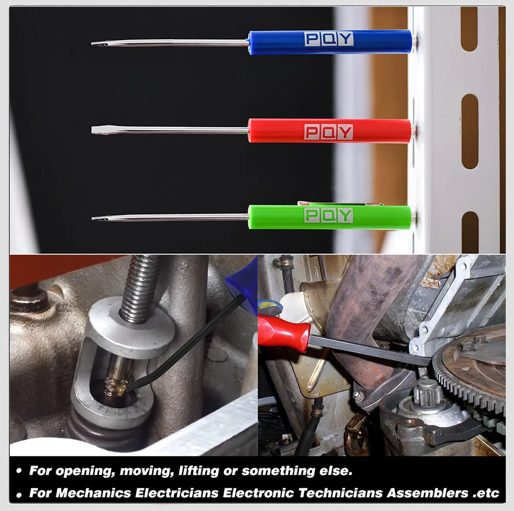 Mini Pocket Clips Screwdriver Strong Magnetic Slotted + Pocket Pry Bar Short Angled Operating Handy Tool 4-Sided Grip