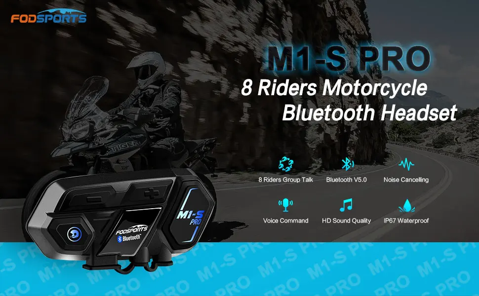Fodsports M1-S Pro Motorcycle Helmet Intercom 2000M Wireless Bluetooth Headset Intercomunicador Moto 8 Riders Earphone