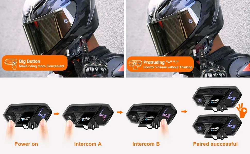 Fodsports M1-S Pro Motorcycle Helmet Intercom 2000M Wireless Bluetooth Headset Intercomunicador Moto 8 Riders Earphone