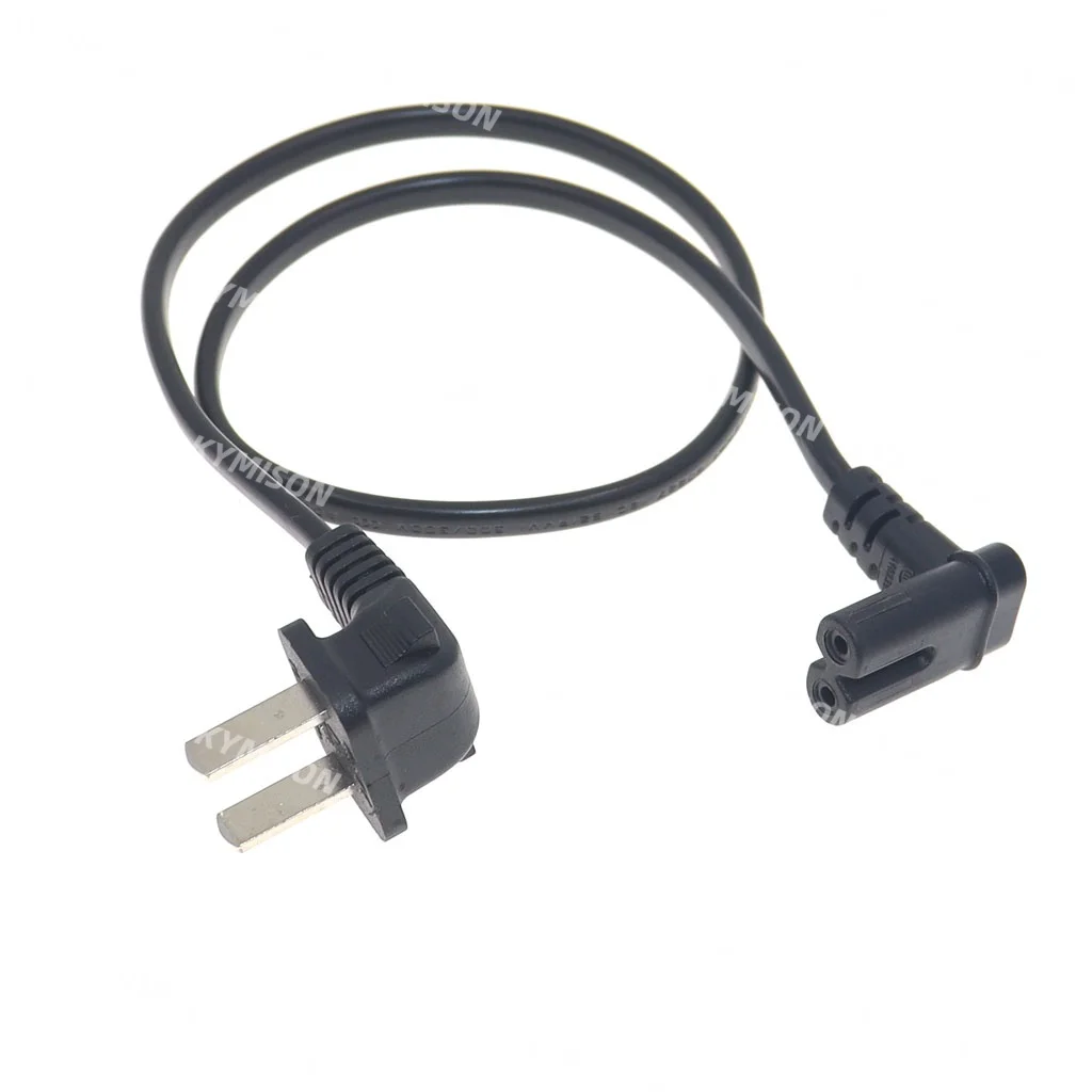 IEC 320 C7 To Universal 2Pin Plug Power Cord For Samsung TCL TV, C7 Right Angled 90 Degree To 2Pin Extension Cable, 0.5m/1m/2m