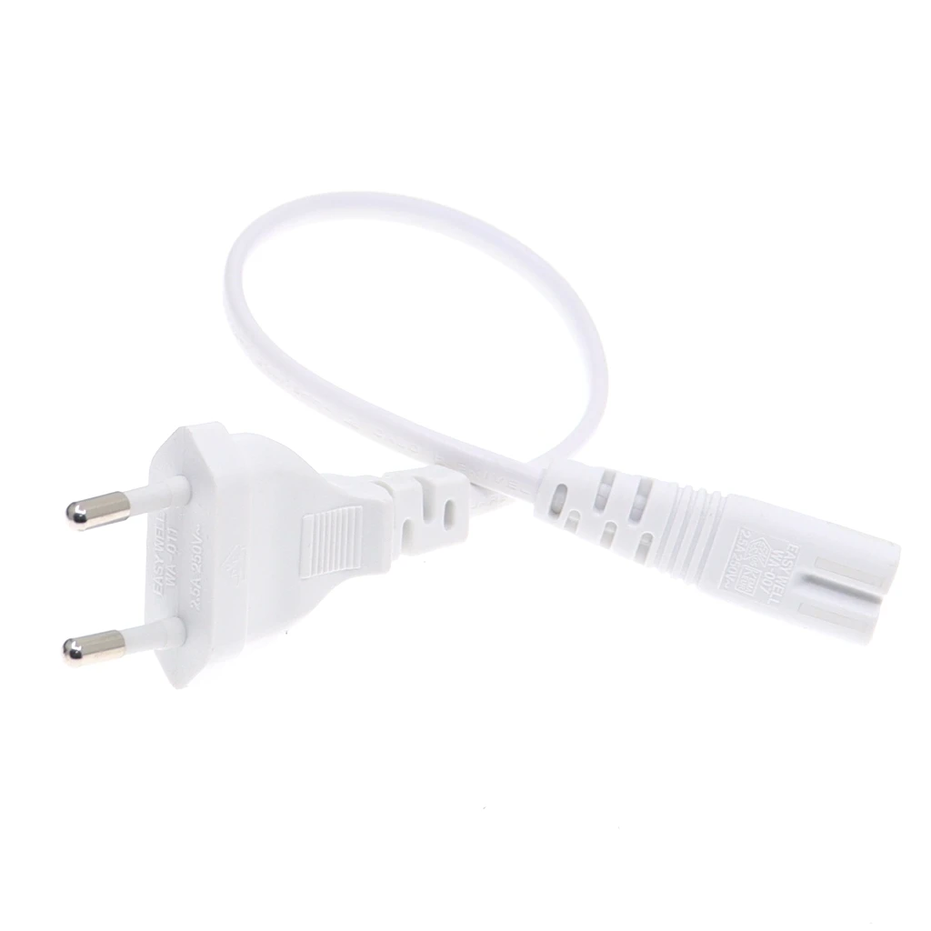 IEC 320 C7 Figure 8 To EU 2 Prong Plug AC Power Cord 30cm/50cm Copper Power Cable 2.5A 250V