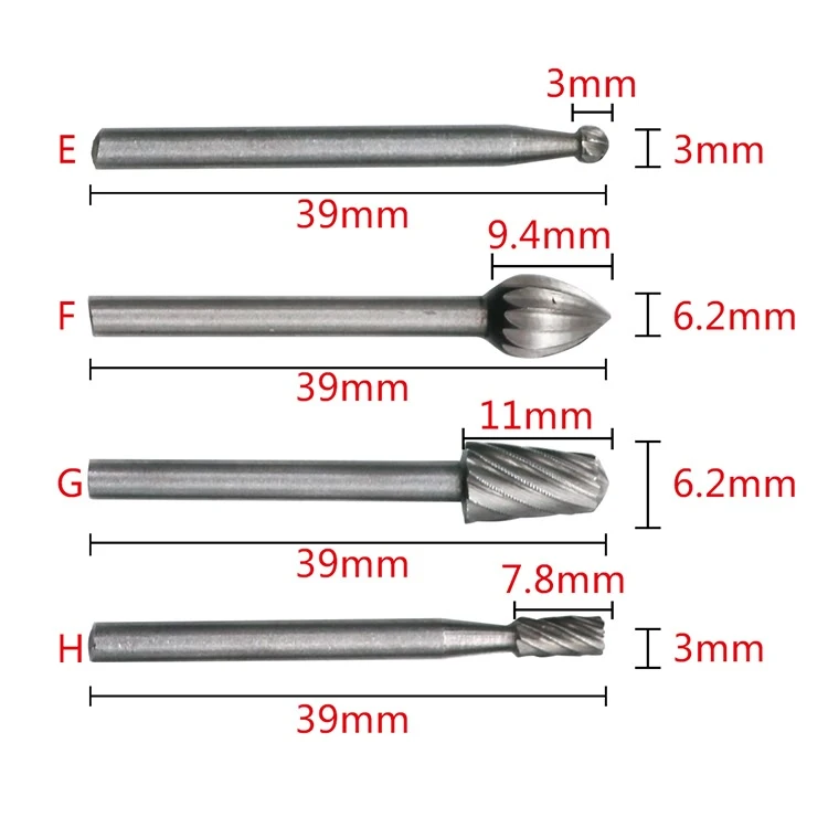 10pcs HSS Routing Router Bits Burr Rotary Tools Rotary Carving Carved Knife Cutter Tool Engraving Wood Working Used for Dremel