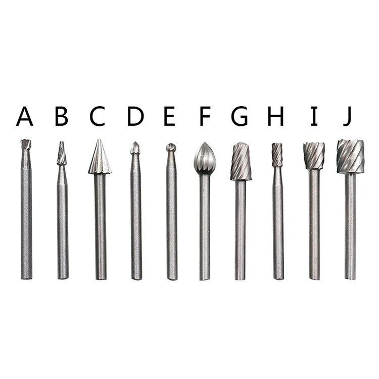 10pcs HSS Routing Router Bits Burr Rotary Tools Rotary Carving Carved Knife Cutter Tool Engraving Wood Working Used for Dremel