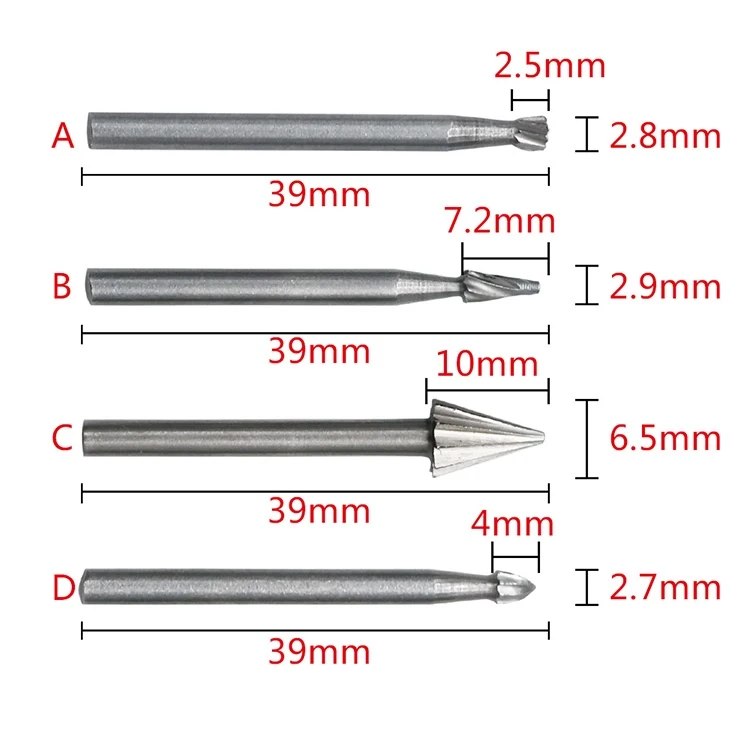 10pcs HSS Routing Router Bits Burr Rotary Tools Rotary Carving Carved Knife Cutter Tool Engraving Wood Working Used for Dremel