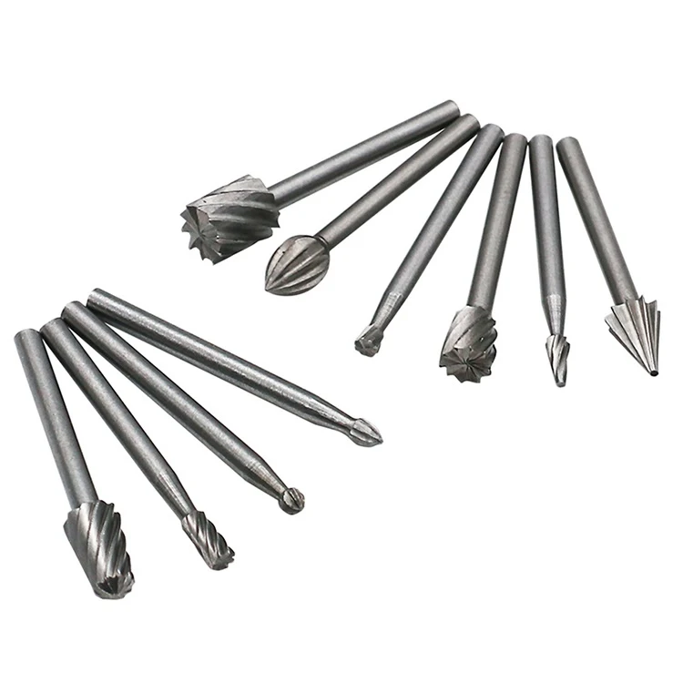 10pcs HSS Routing Router Bits Burr Rotary Tools Rotary Carving Carved Knife Cutter Tool Engraving Wood Working Used for Dremel