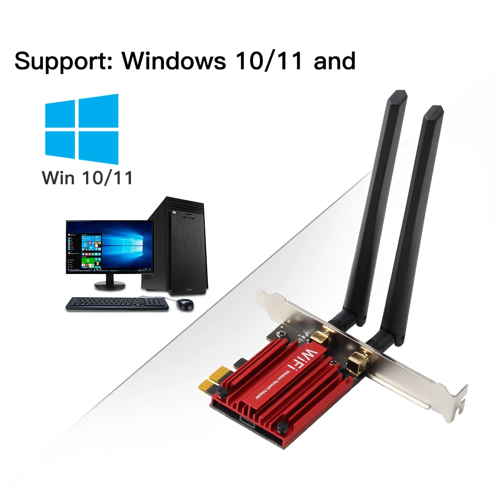 3000Mbps WiFi6E AX210 Bluetooth 5.3 Dual Band 2.4G/5GHz/6GHz WiFi Card 802.11AX/AC PCI Express Wireless Network Card Adapter PC
