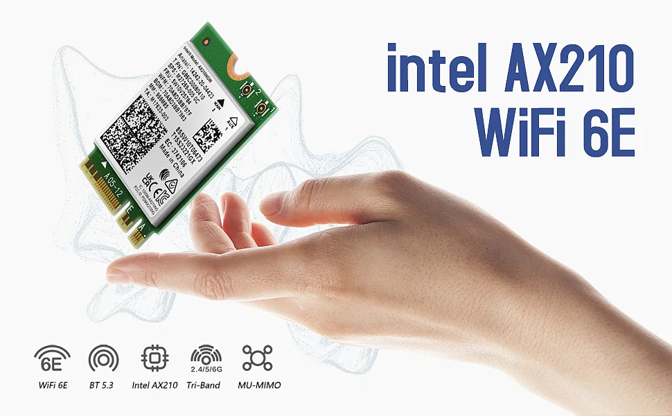 3000Mbps WiFi6E AX210 Bluetooth 5.3 Dual Band 2.4G/5GHz/6GHz WiFi Card 802.11AX/AC PCI Express Wireless Network Card Adapter PC