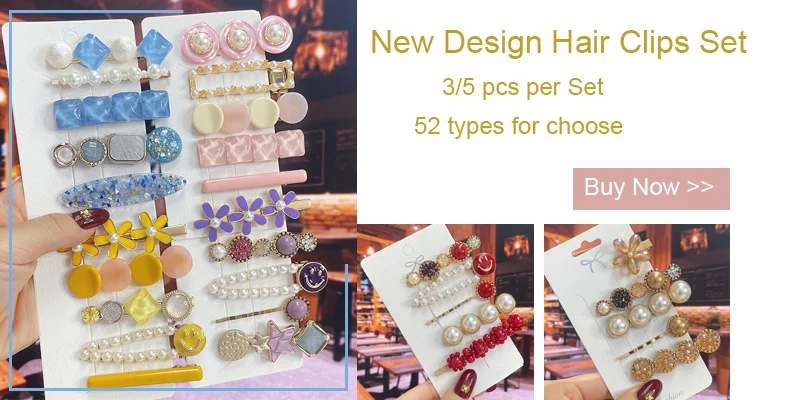 Pearl Crystal Acrylic Hair Clips Set for Women Retro Geometric Barrettes Hairpin Girl Hair Accessories Fashion Jewelry