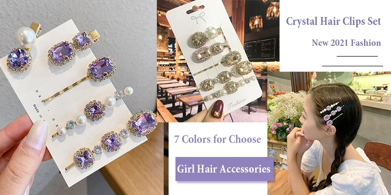 Pearl Crystal Acrylic Hair Clips Set for Women Retro Geometric Barrettes Hairpin Girl Hair Accessories Fashion Jewelry