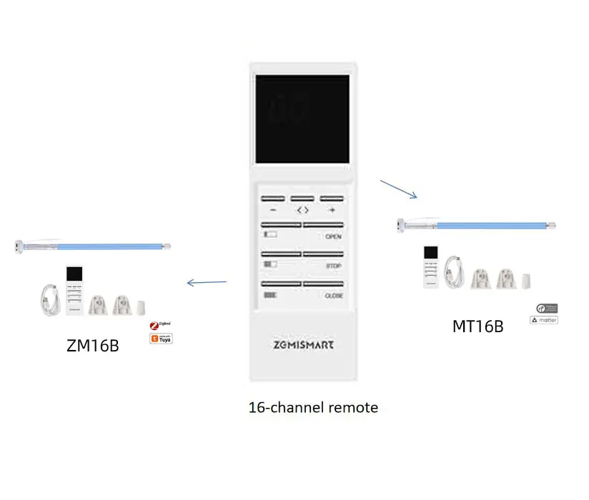 Zemismart Remote Control for Roller Shade Blind Motor Chain Roller Blinds ZM25 ZM16 ZM15 Bracket and End Cap