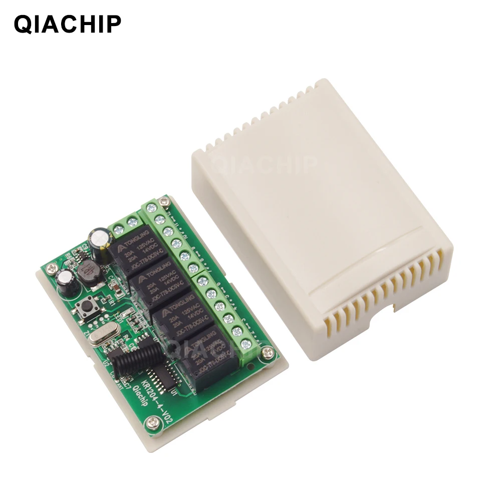 QIACHIP 433MHz Universal Wireless DC 12V 4CH RF Remote Control Switch Receiver Module & 433 MHz Transmitter Learning Code Switch