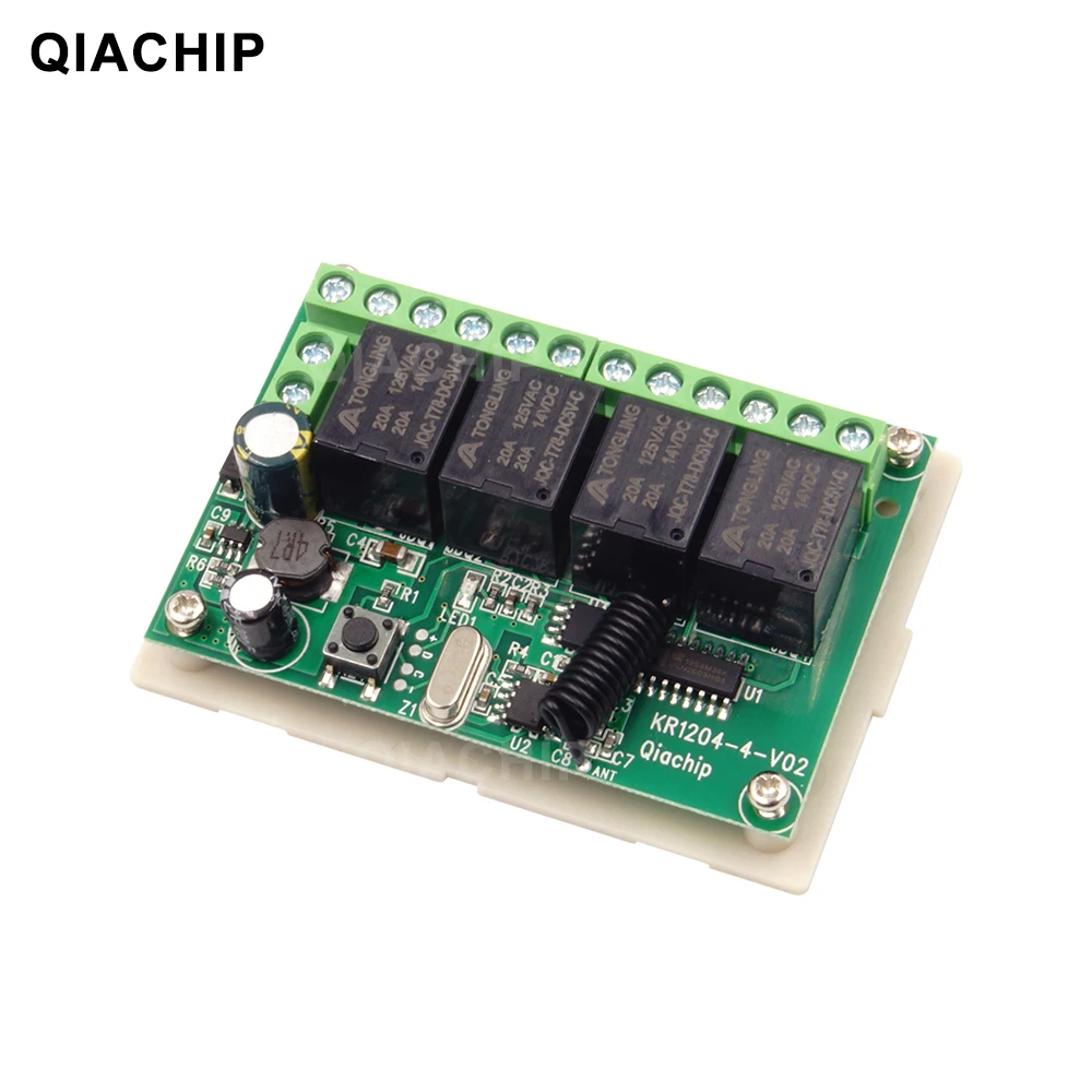 QIACHIP 433MHz Universal Wireless DC 12V 4CH RF Remote Control Switch Receiver Module & 433 MHz Transmitter Learning Code Switch