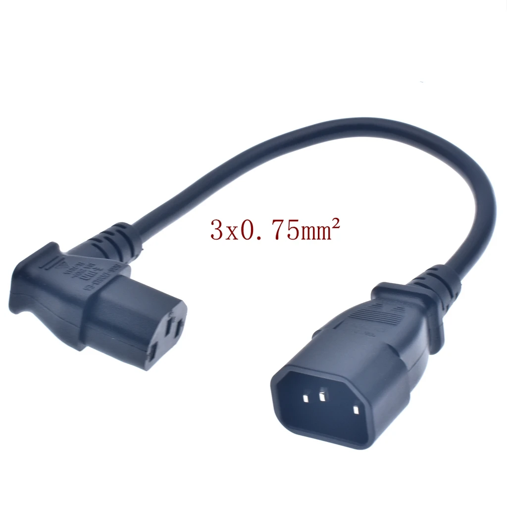 IEC60320 C13 Angle Converter Angle Extension Cable C13 to C14 PDU Up Down Right Angle Power Cables Male to Female AC Power Cord