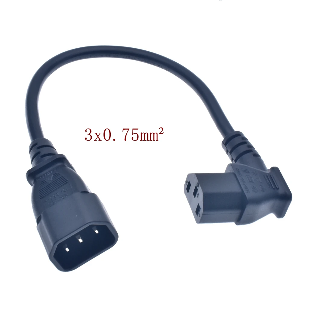 IEC60320 C13 Angle Converter Angle Extension Cable C13 to C14 PDU Up Down Right Angle Power Cables Male to Female AC Power Cord