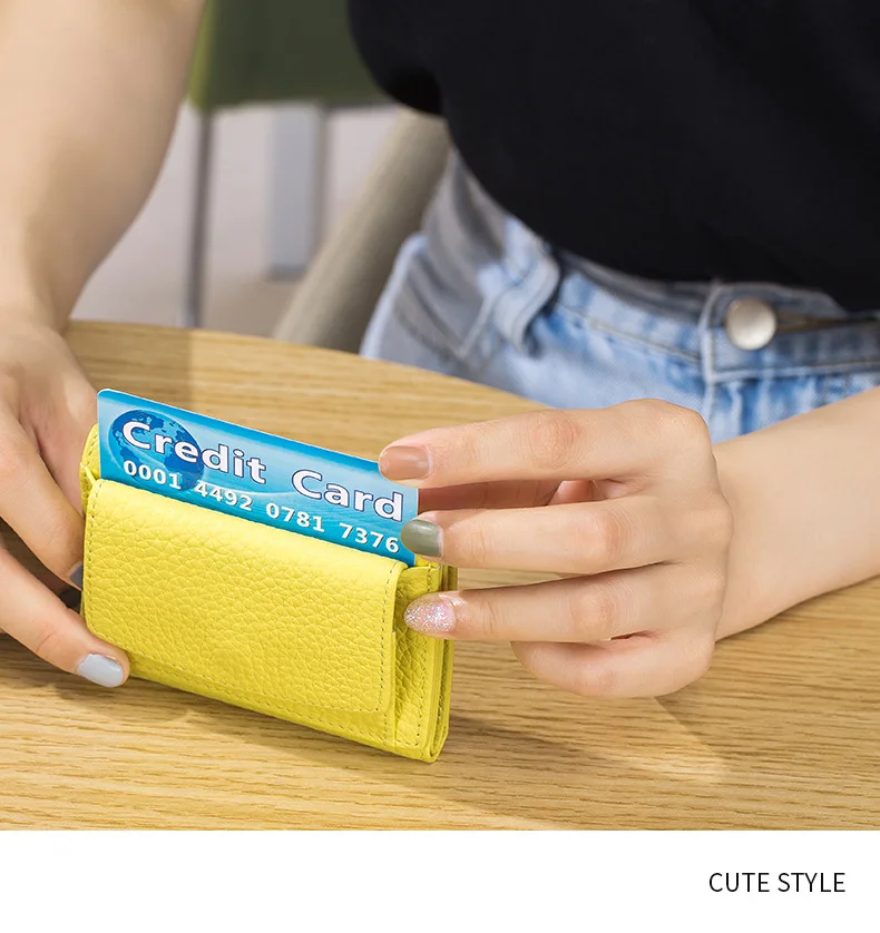 New Women Genuine Leather Purses Female Cowhide Wallets Lady Small Coin Pocket Rfid Card Holder Mini Money Bag Portable Clutch